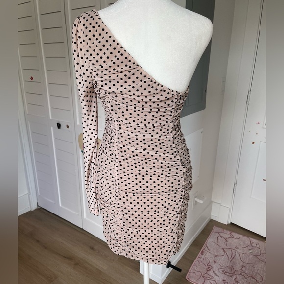 Majorelle Karissa Mini One Shoulder Pink Polka Dot REVOLVE Dress - Size Medium - Picture 2 of 7